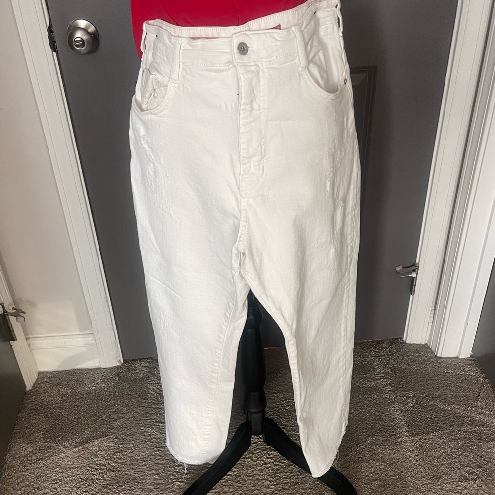 Anthropologie-Pilcro-White-High-Waisted Jeans-Size 31